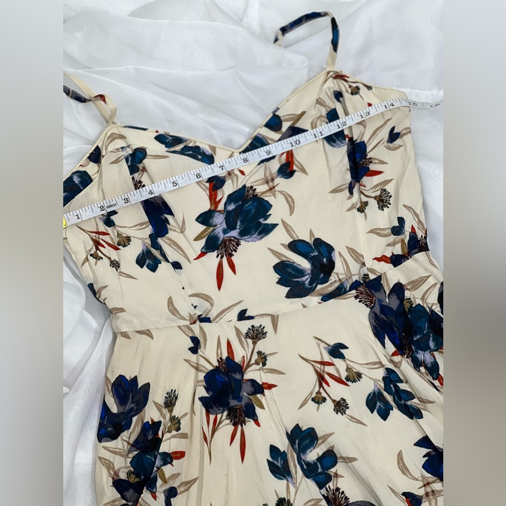 Aritzia Talula Lapinsky Tan Blue Floral Fit and Flare Mini Dress Size 6 - Picture 8 of 10